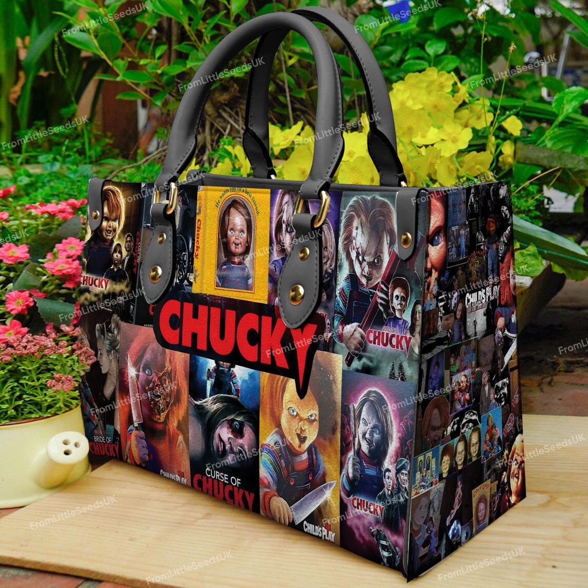 Chucky Halloween Horror Leather Bags, Chucky Women Bags And Purses, Chucky Lovers Handbag, Woman Handbag, Custom Leather Bag, Halloween Gift