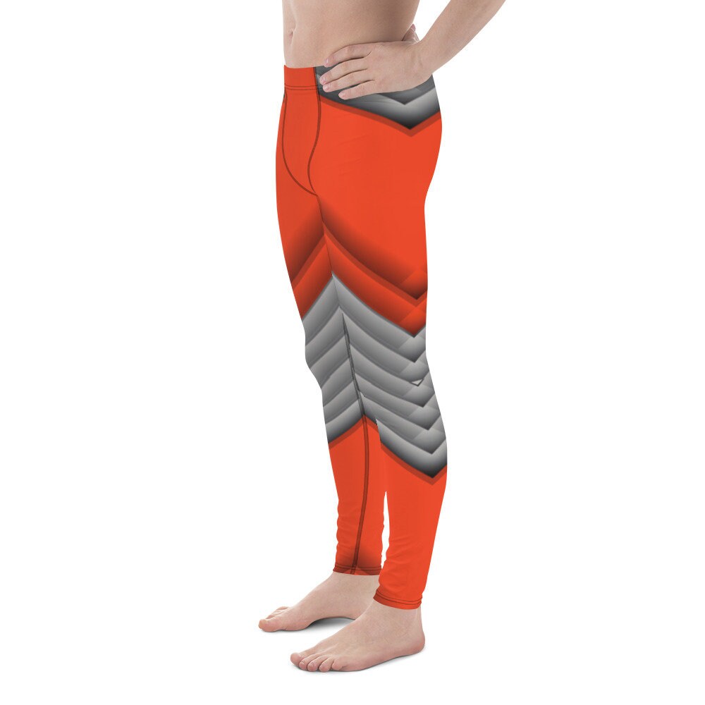 Cyberpunk Grey and Orange Funky Men's Leggings