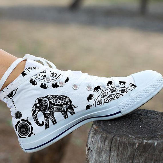 Ethnic Elephant Women's High Top Sneakers