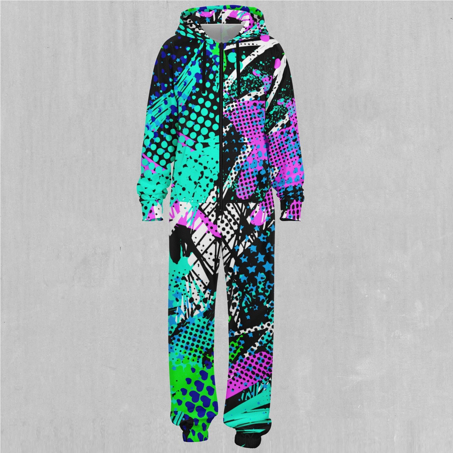 Electric Avenue Pastel Vaporwave Adult Zip Up Jumpsuit Pajamas