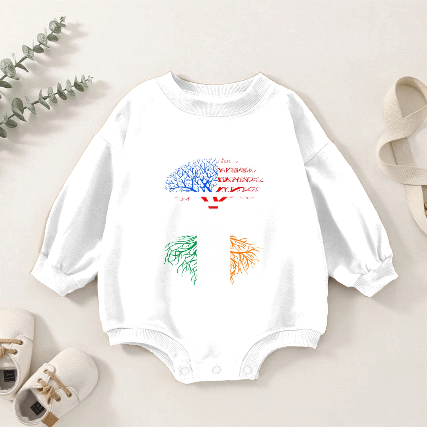 American Grown With Irish Roots Baby Romper Sweatshirts
