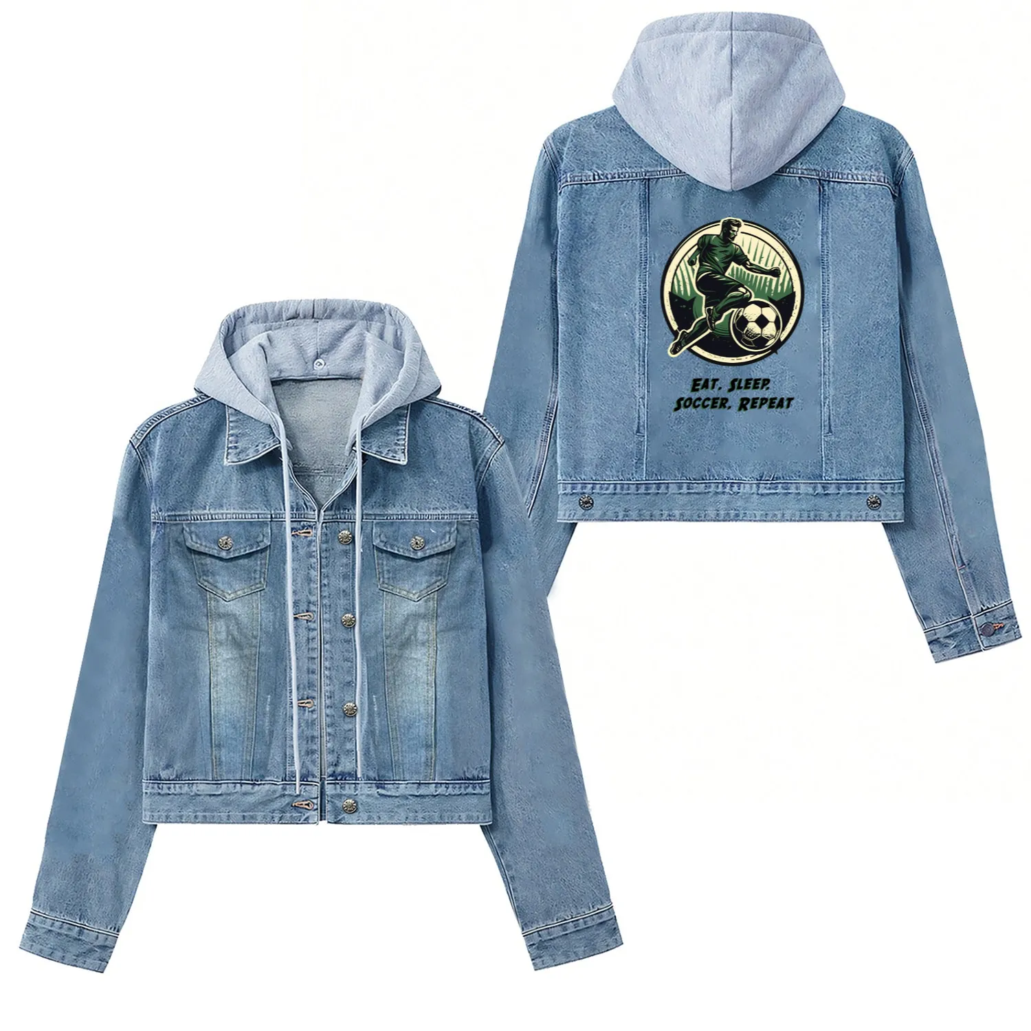 Eat Sleep Soccer Repeat Women's Denim Jackets