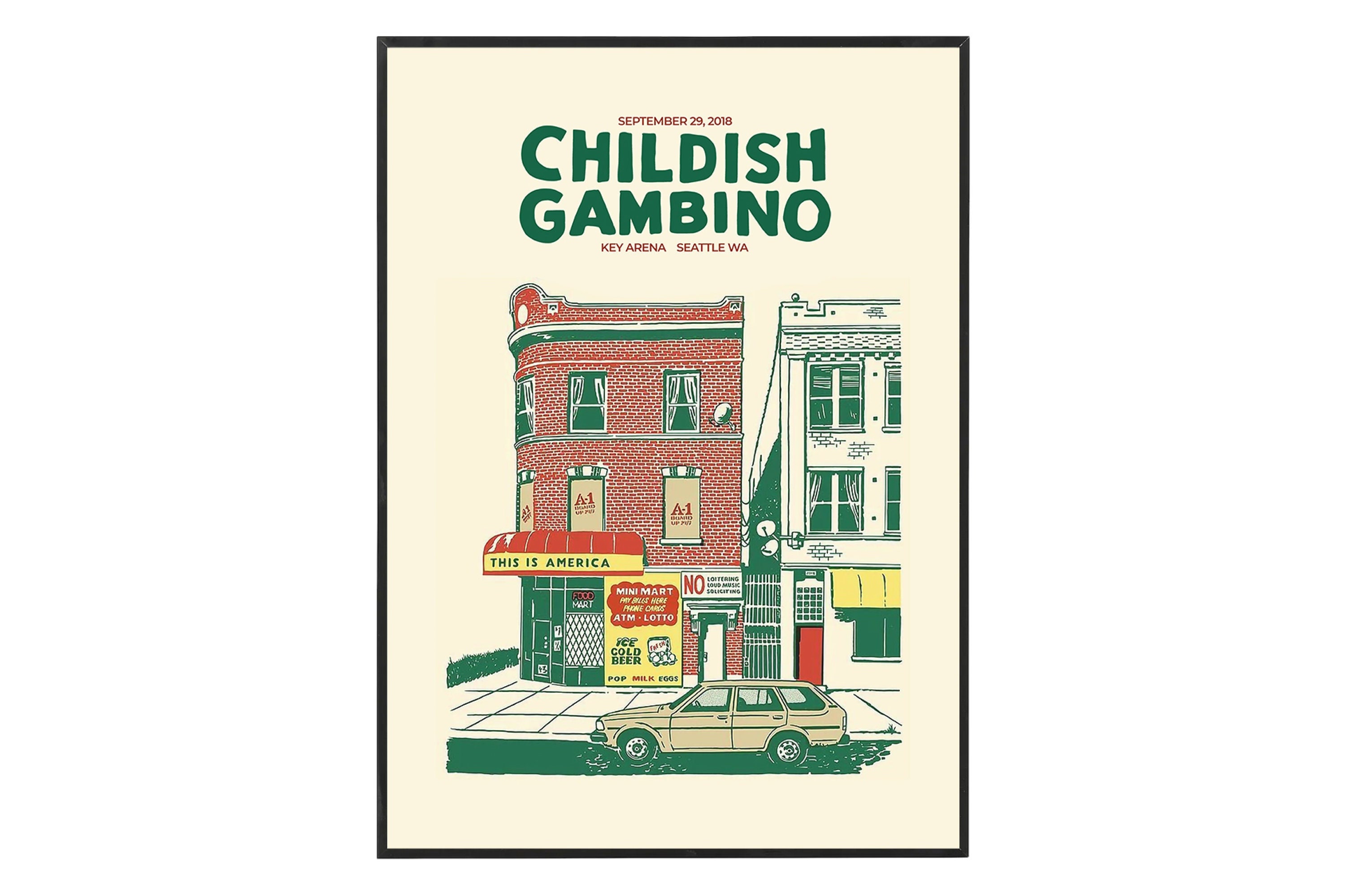 Childish Gambino Key Arena Concert Poster - Framed Wall Art, Perfect Birthday and Christmas Gift, Unique Gift for Music Lover