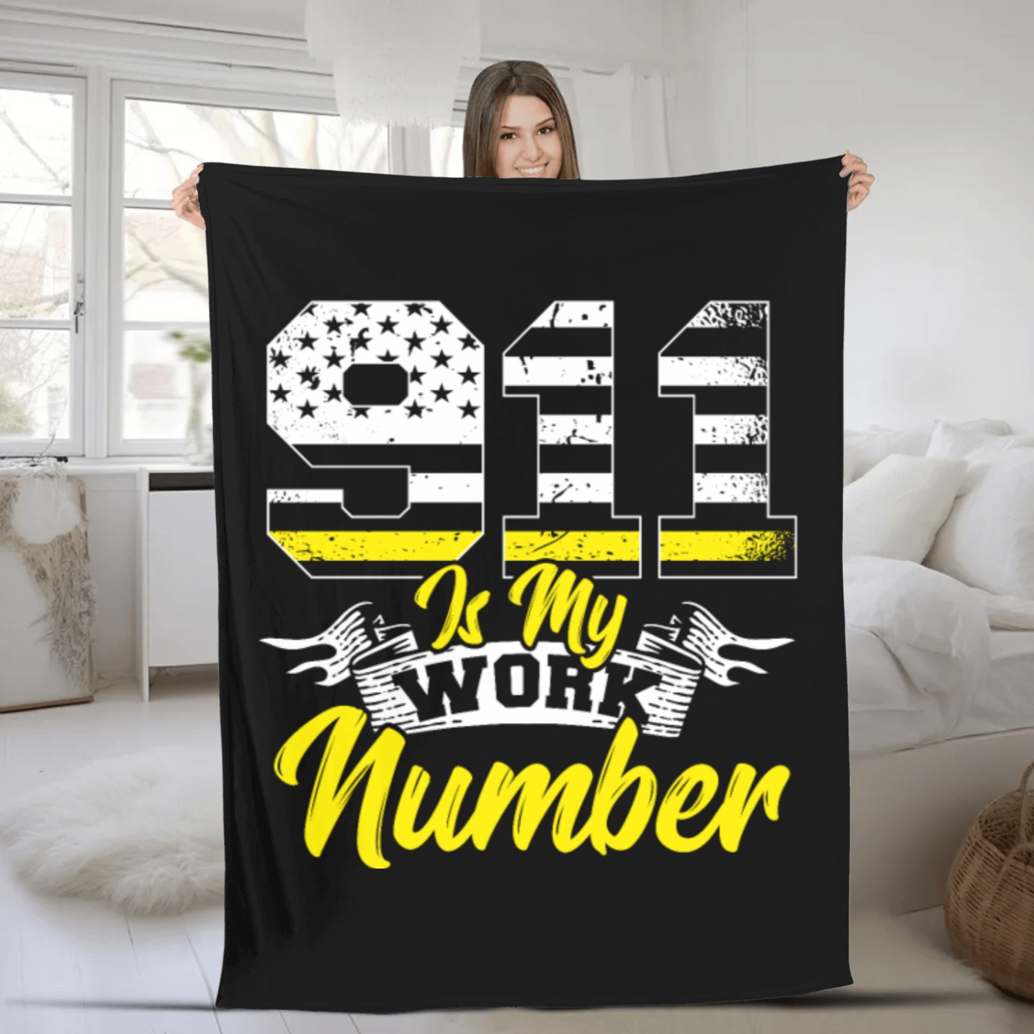 911 Is My Work Number Police Dispatcher Thin Fleece Blankets