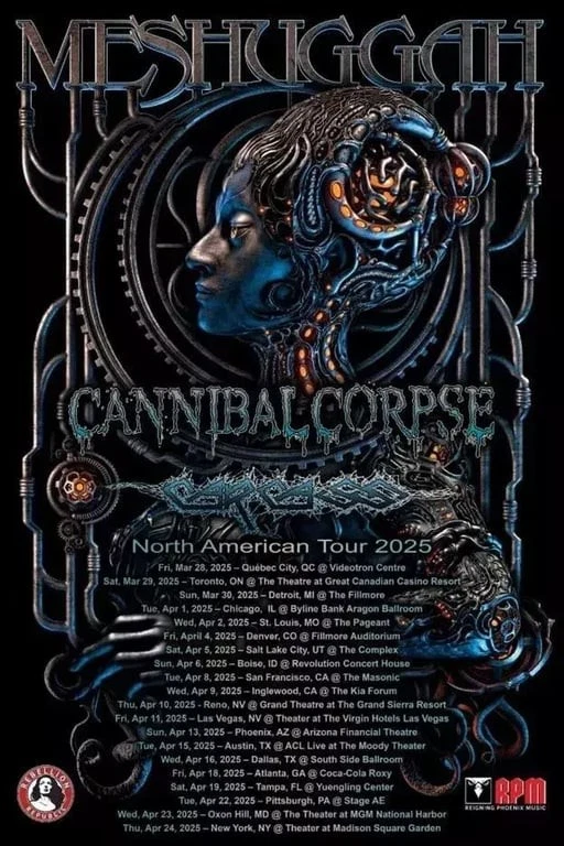 Meshuggah North American Tour 2025 poster