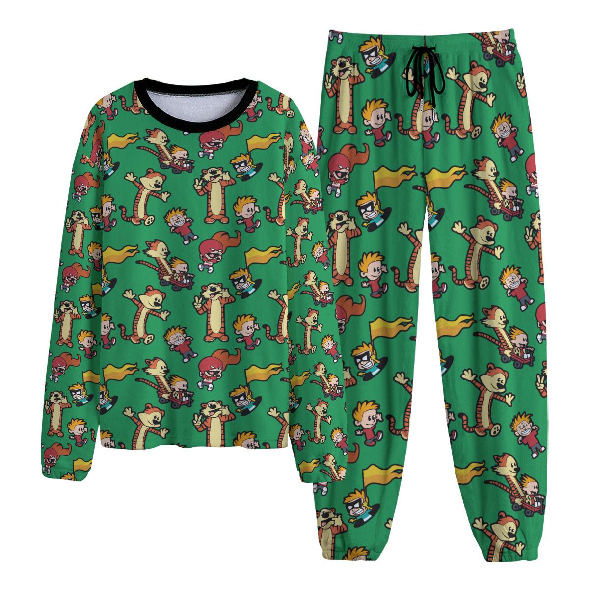 CALVIN and HOBBES Pajama Set | Cozy Anime Loungewear | Unisex Warm Pajamas