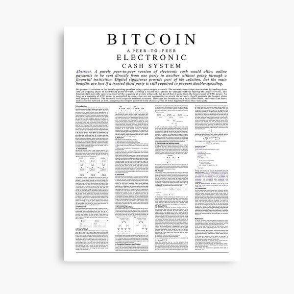 Bitcoin Whitepaper Poster Canvas