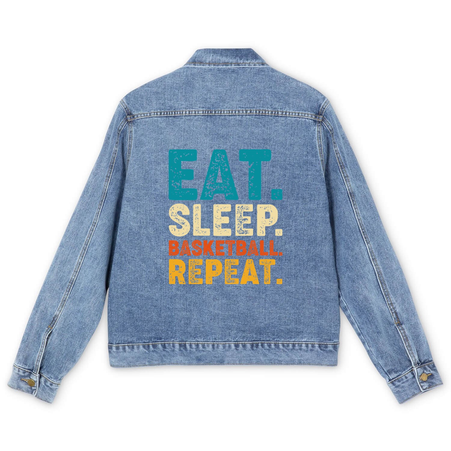 Eat Sleep Basketball Repeat Retro Vintage Men's Denim Jackets