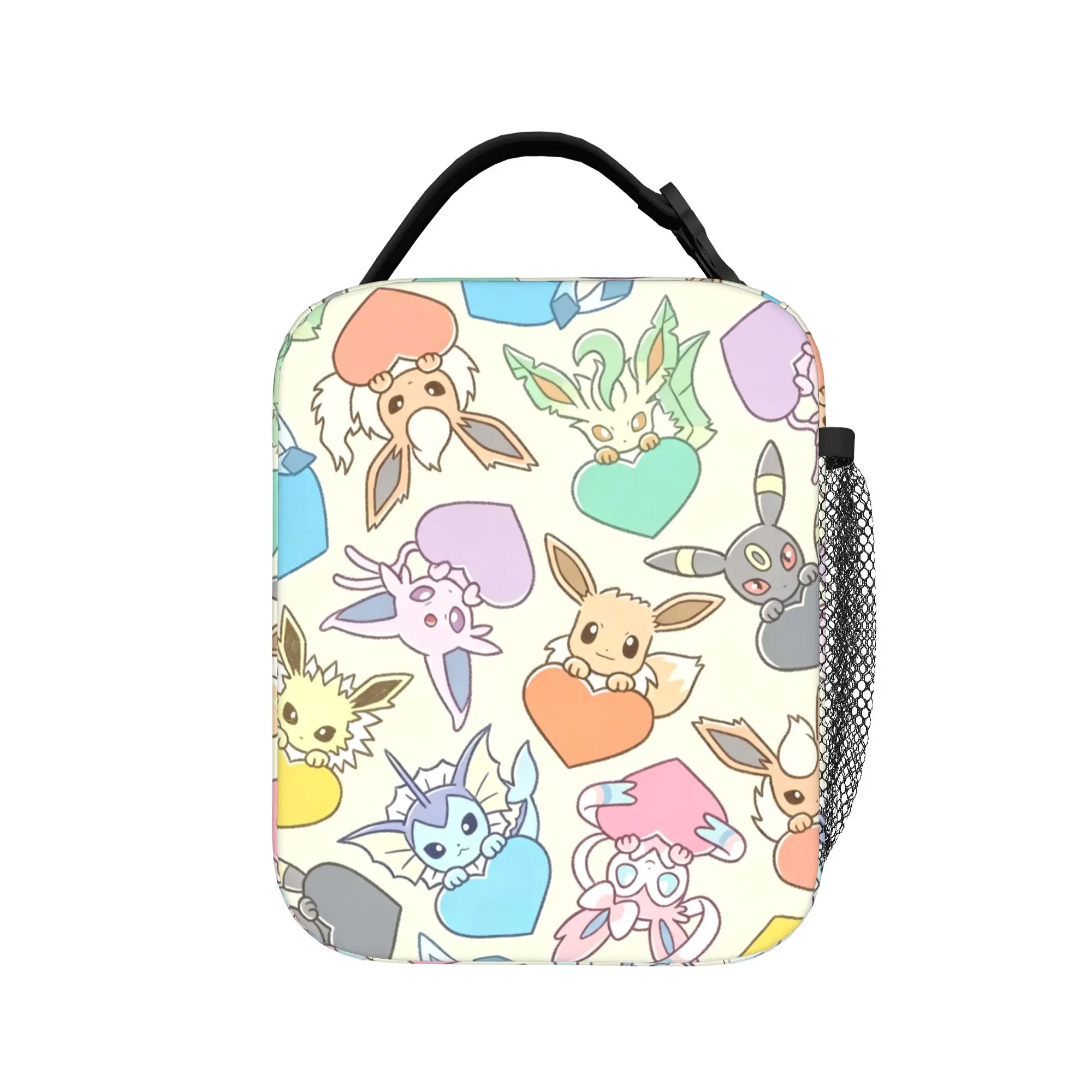 Eevees Kawaii Insulated Lunch Bags Leakproof Poke-Mon Anime Reusable Thermal Bag Tote Lunch Box Work Travel Food Handbags