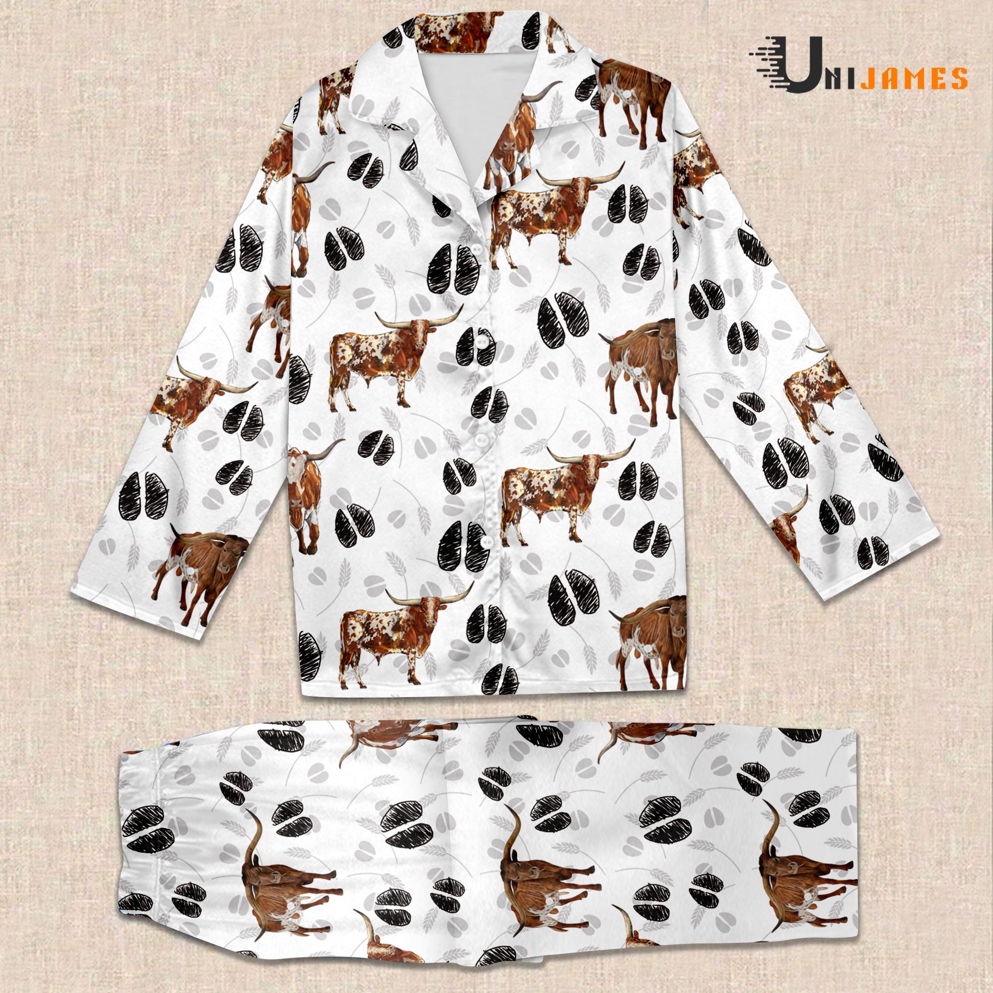 TX Longhorn Farming 3D Pajamas Set