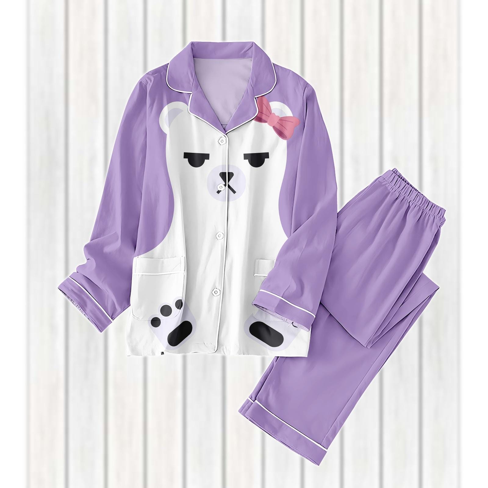 Mira Bear Kpop Cosplay Pajamas Set, Kpop Group Women Pajamas, Rumi Fan Sleepwear, Kpop Movie Pjs For Her