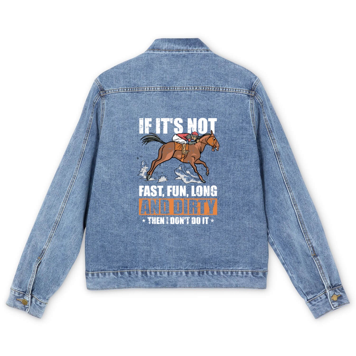 Horse Riding Funny Endurance Riding Men's Denim Jackets