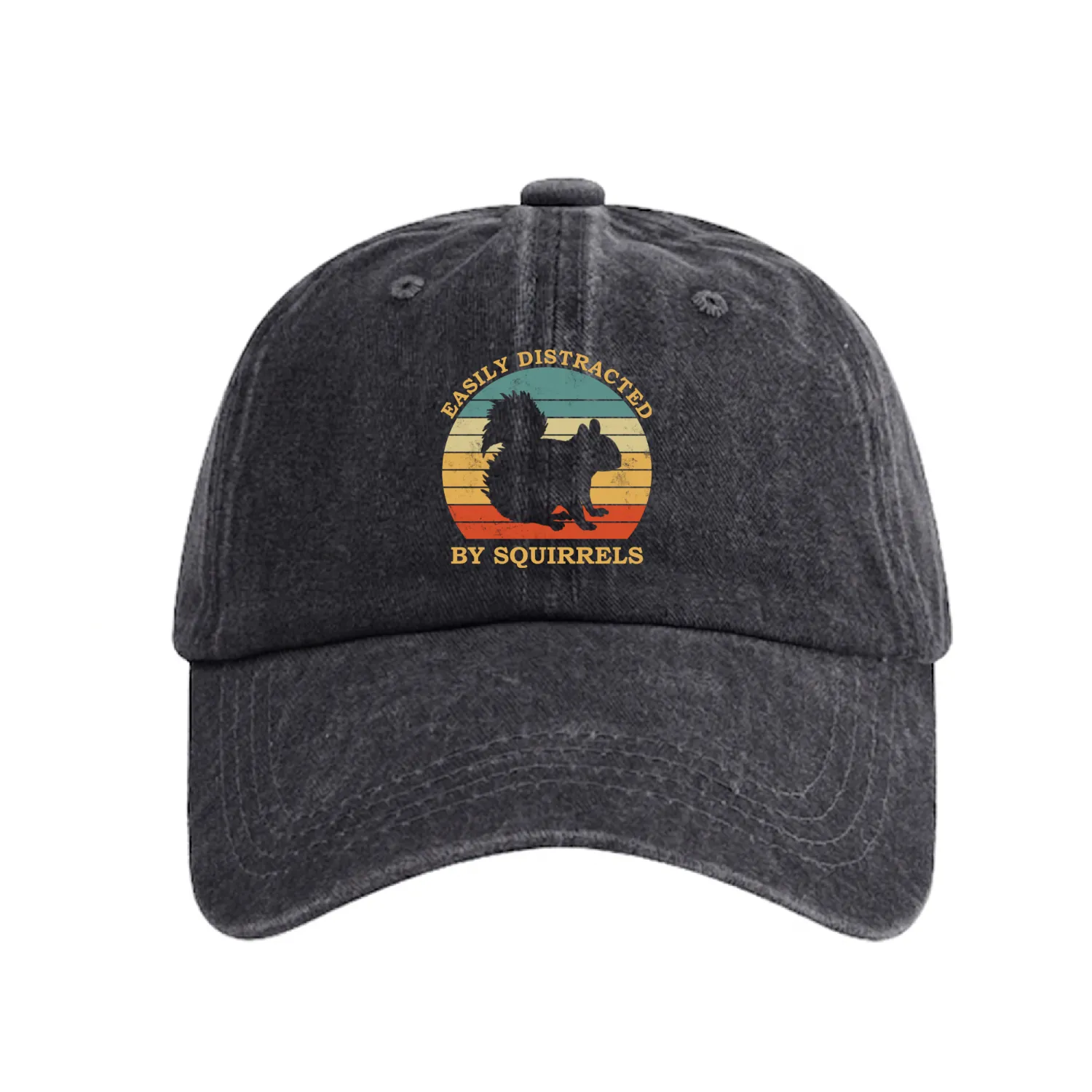 Squirrel Lover Easily Distracted By squirrels Washed Denim Baseball Caps