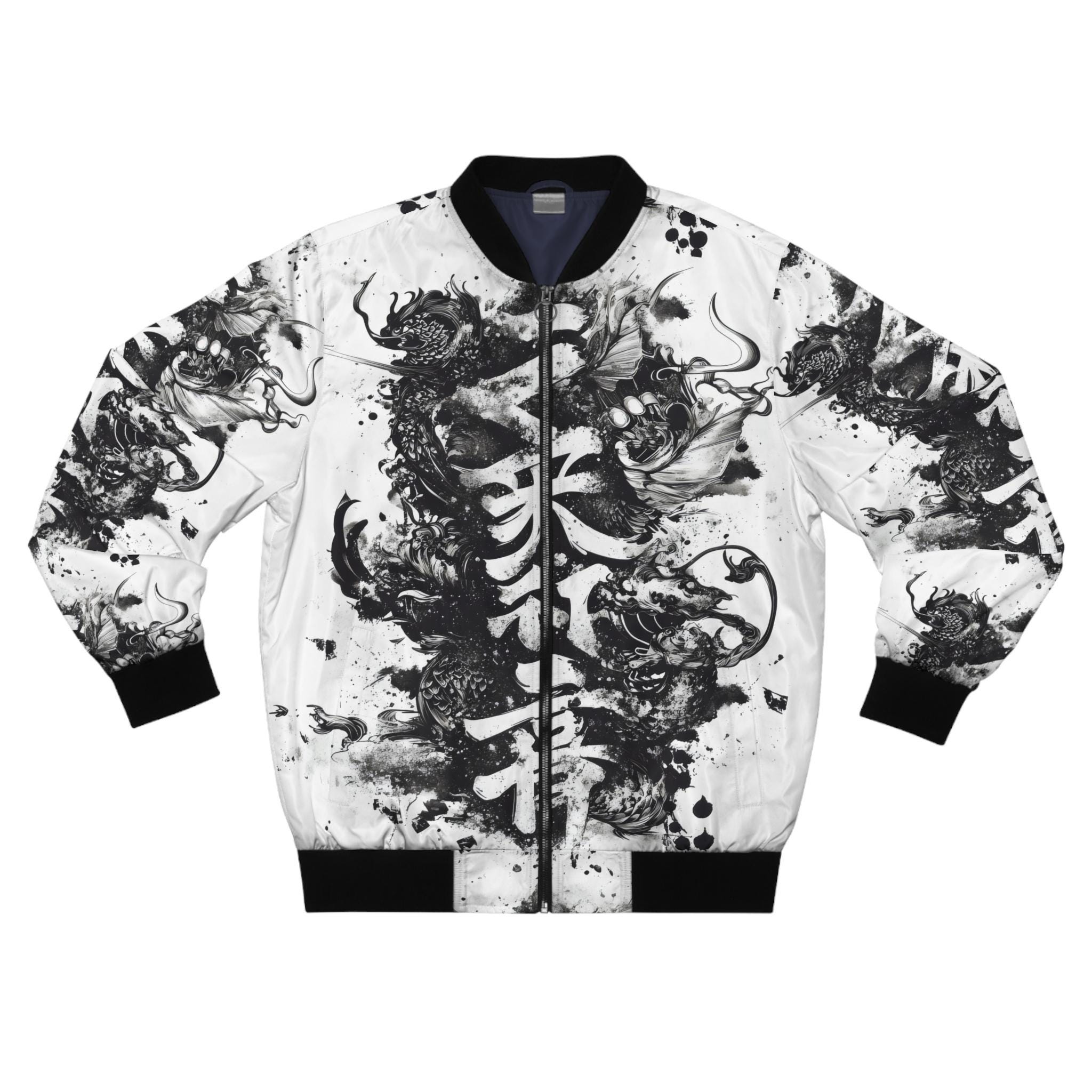 Japanese Bomber Men's Jacket ,Men's AOP Bomber Jacket,Japanese Streetwear Bomber Jacket