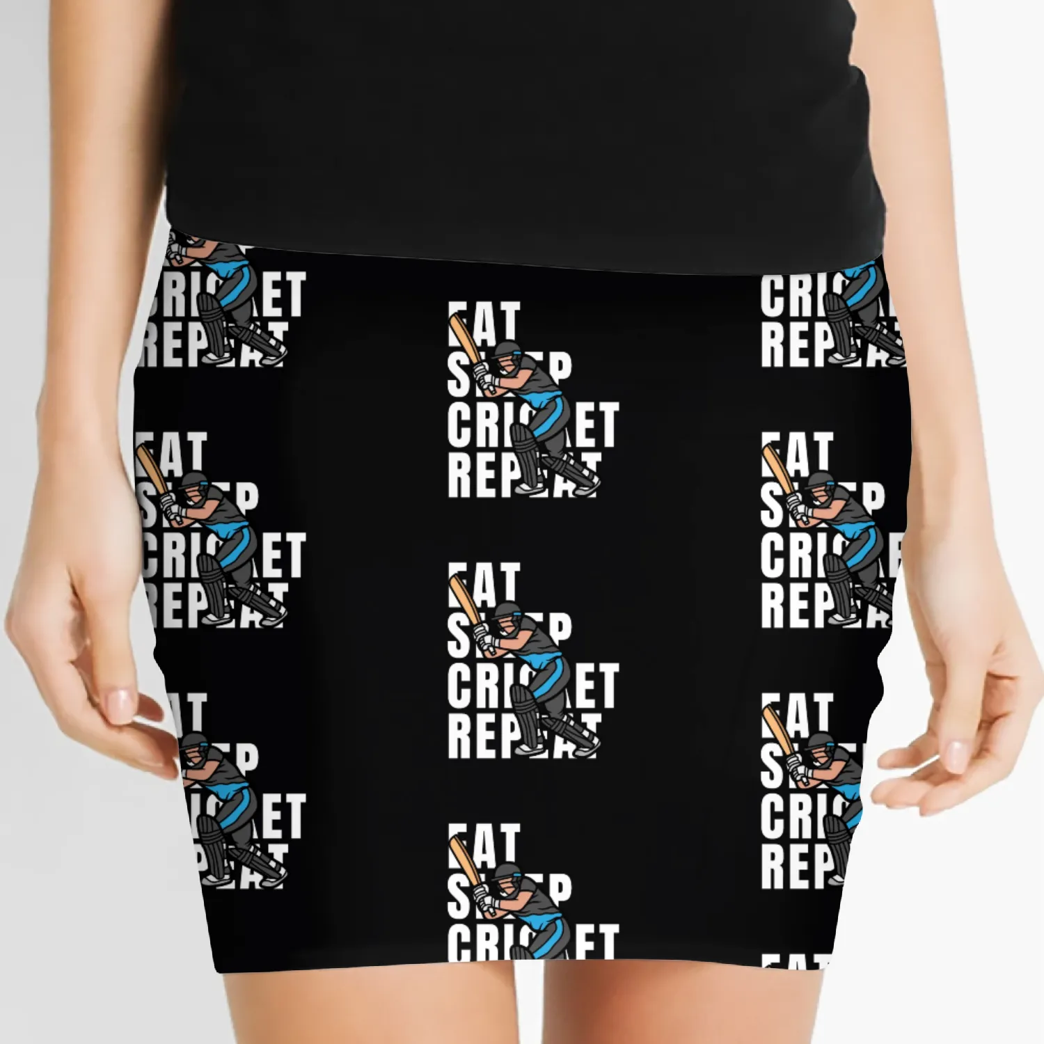 Eat Sleep Cricket Repeat Women's Mini Skirts