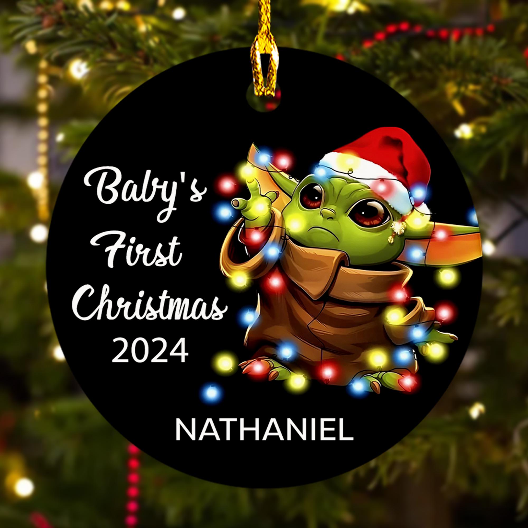 Personalized Baby's First Christmas Ornament Gift, Cute Alien Character 2024 Xmas Ornament, Space Battle Movie Xmas Ornament Gift