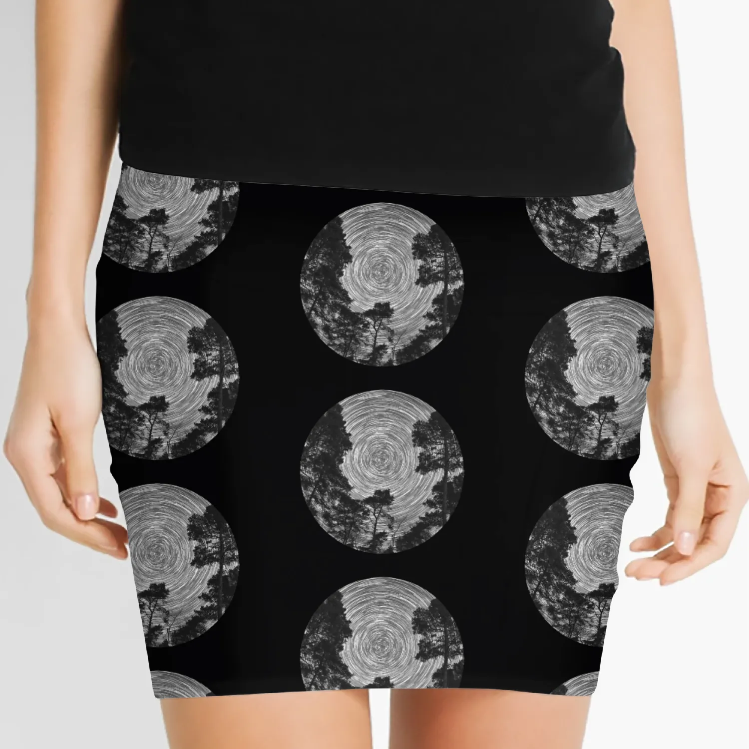Star trails in the forest Women's Mini Skirts