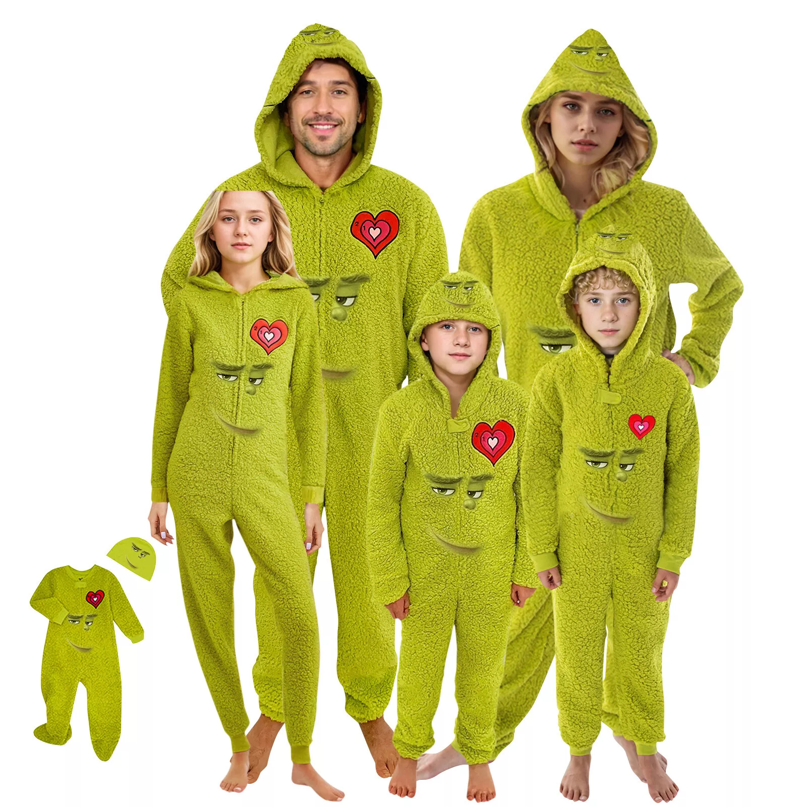 Funny Character Hooded Jumpsuit | Christmas Pajama Outfits | Family Matching Pajamas