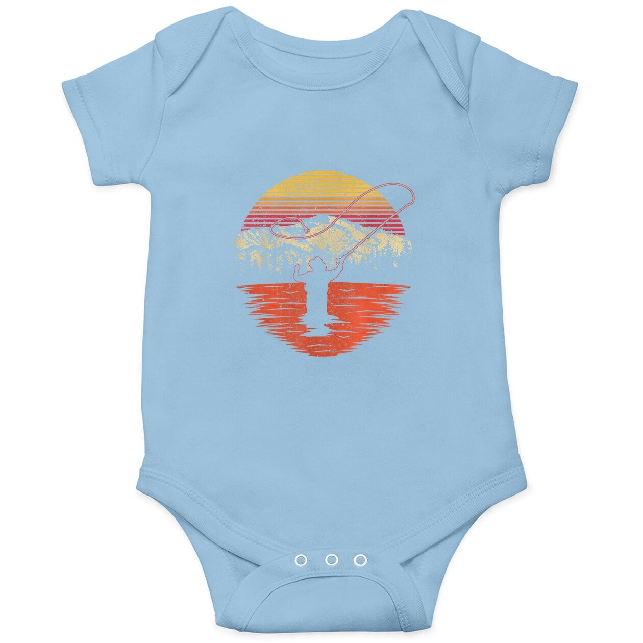 Retro Vintage Fly Fishing Baby Bodysuit - Fly Fisherman Baby Bodysuit