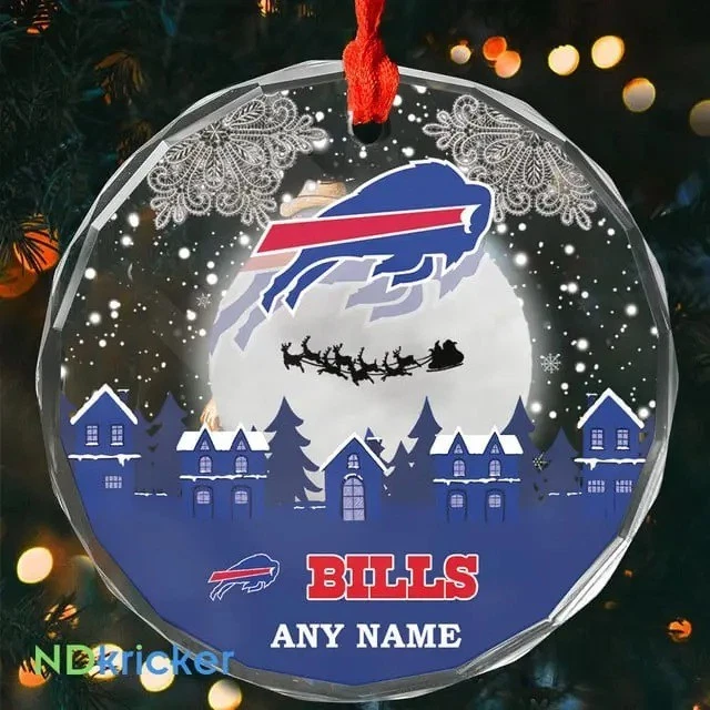 Personalized Buffalo Football Team Bills Glass Christmas Ornament Gift Decor