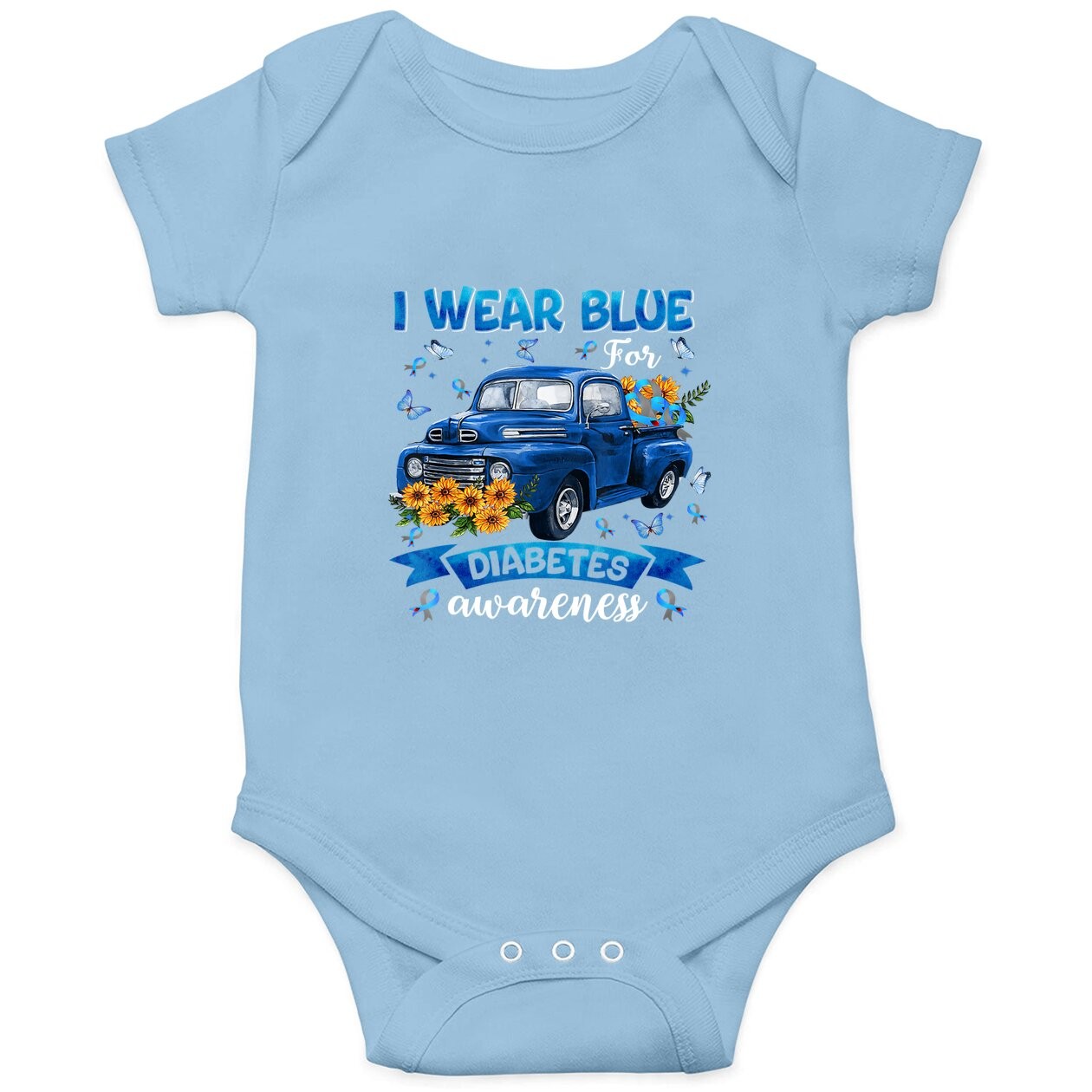 I Wear Blue For Diabetes Awareness Baby Bodysuit