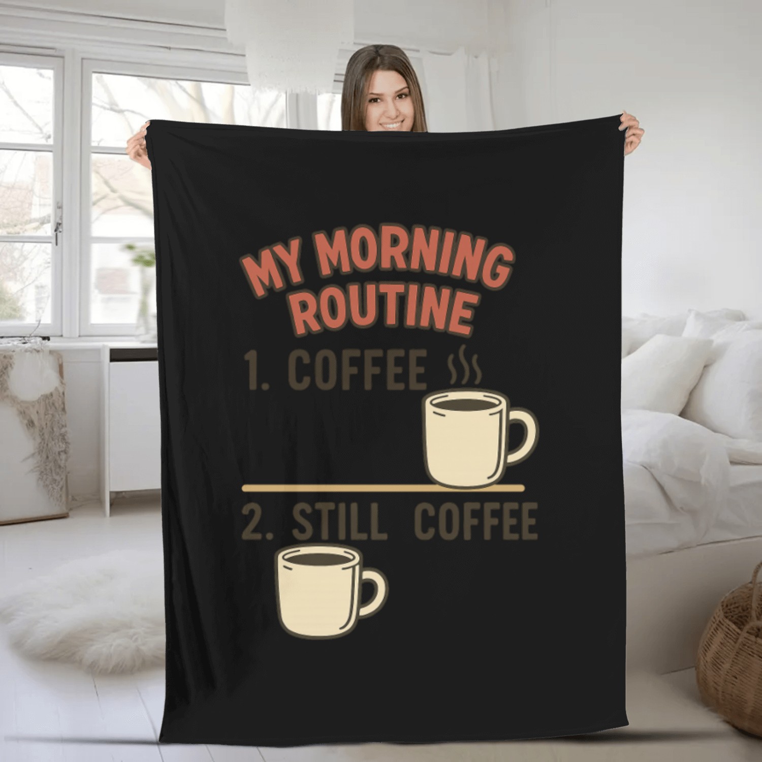 My Morning Routine Coffee Design Fleece Blankets