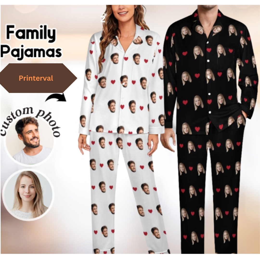 Custom Photo Pajamas, Personalized Face Pajama Set, Family Pajamas Sets