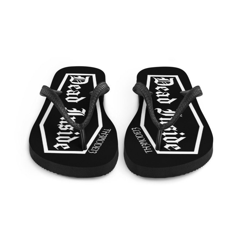 Coffin Flip-flops, Dead Inside Slides, Goth Sandals, Gothic Flip-flops, Witch Sandals, Punk Flip Flops, Summer Goth Beach, Satanic Shoes