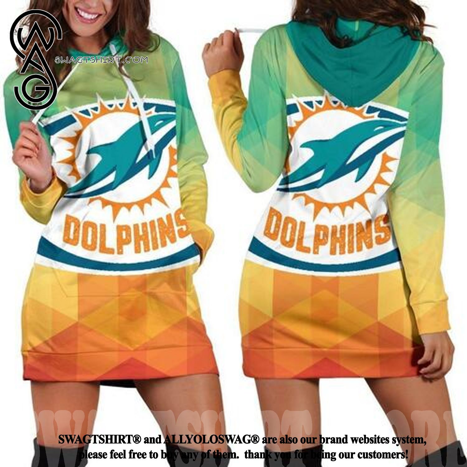 football Miami Dolphins Logo Women Hoodie Dress