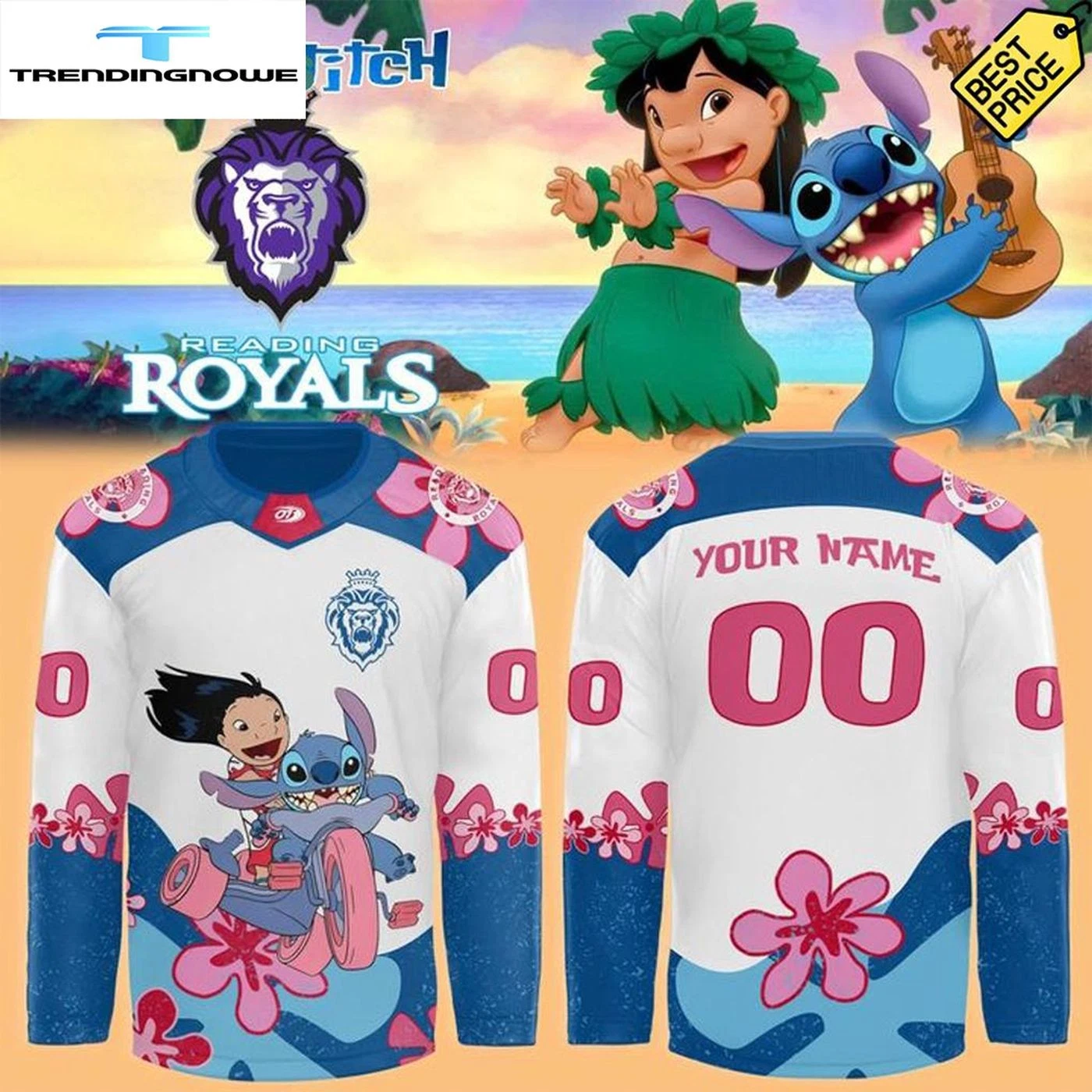 Personalized Reading Royals 2025 Lilo And Stit.ch Hockey Shirt Printed Fan Gear