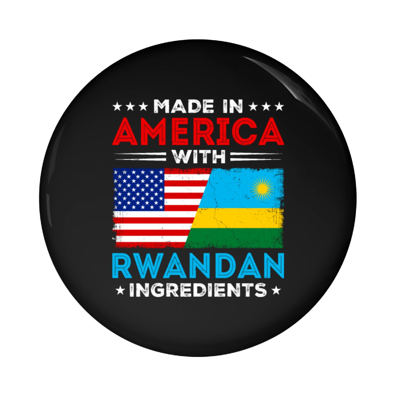 American Crafted Rwandan Powered Rwanda Pin Buttons