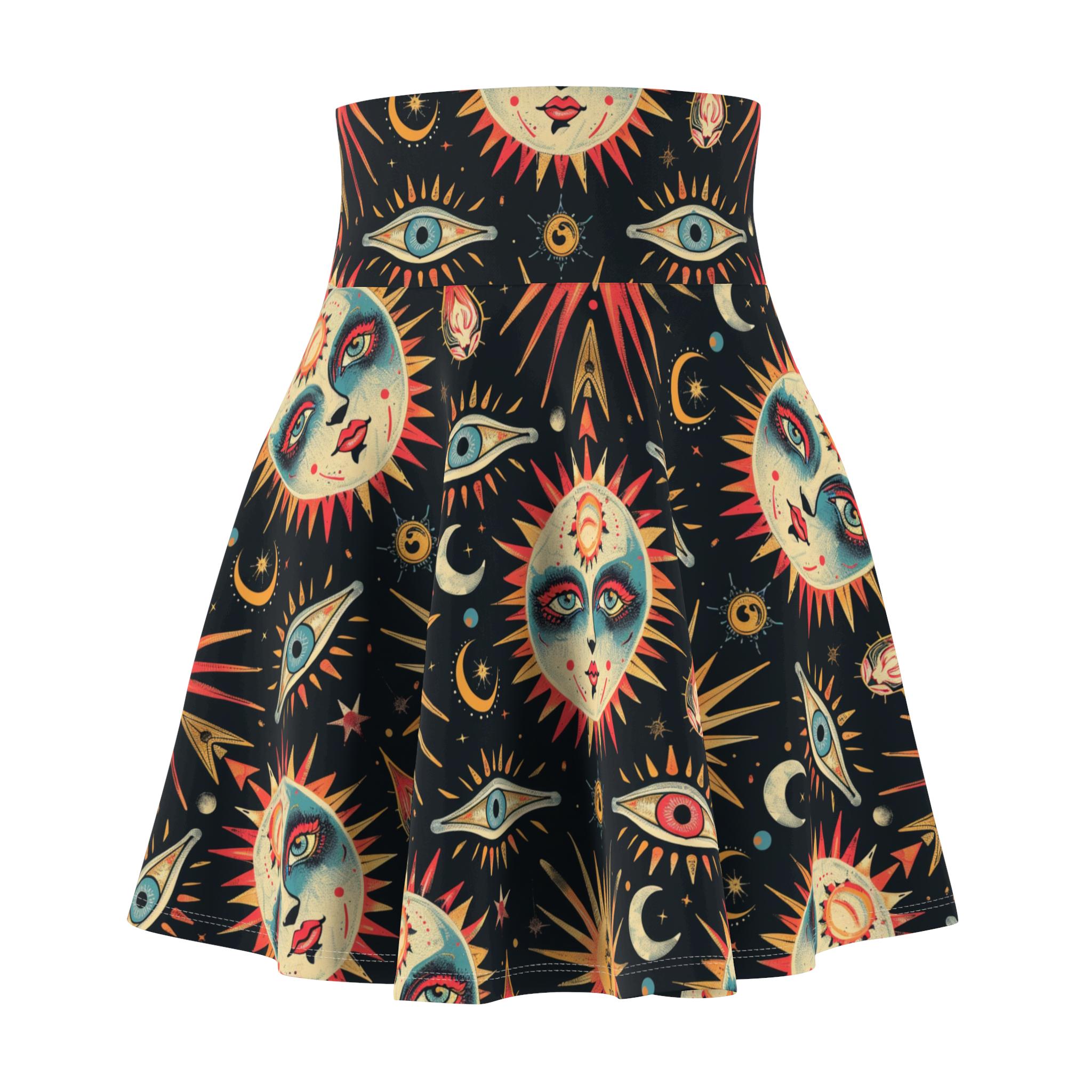 Witchy Occult Women's Skirt | Witch Skirt Design Occult Skirt Design for Halloween Lover Gift Idea | Women's Skirt Astrology
