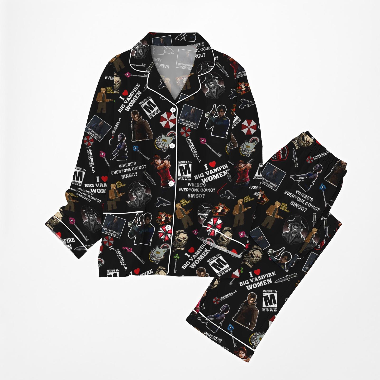 Resident Evil Pajamas, Umbrella Corporation Women Pajamas, Raccoon City Bridesmaid Pajamas, Resident Evil Pj Sets For Women