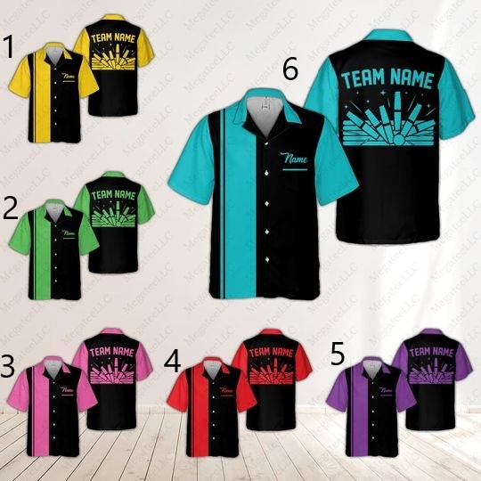 Personalized Candlepin Bowling Pocket Hawaiian Shirt, Custom Name Bowling Team Button Down Shirt, Retro Bowler, Candle Pin Bowling Gift