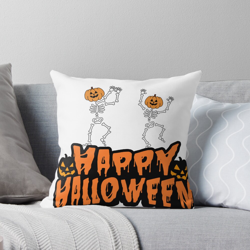 The cuteness of the skeleton on Halloween clothes Pillow