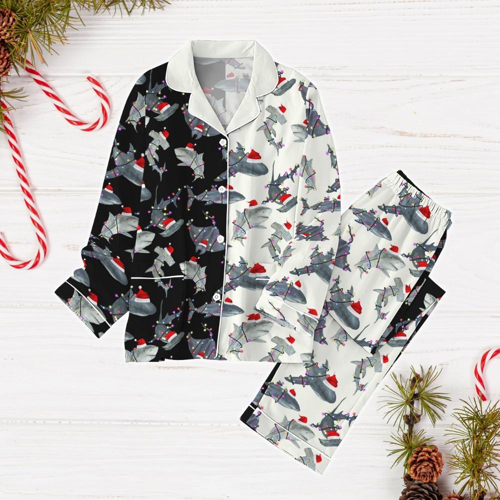 Christmas Shark Pajamas Set, Shark Christmas Shirt, Sea Animal Holiday Pajamas, Merry Fishmas Pajamas Family, Xmas Party Gift