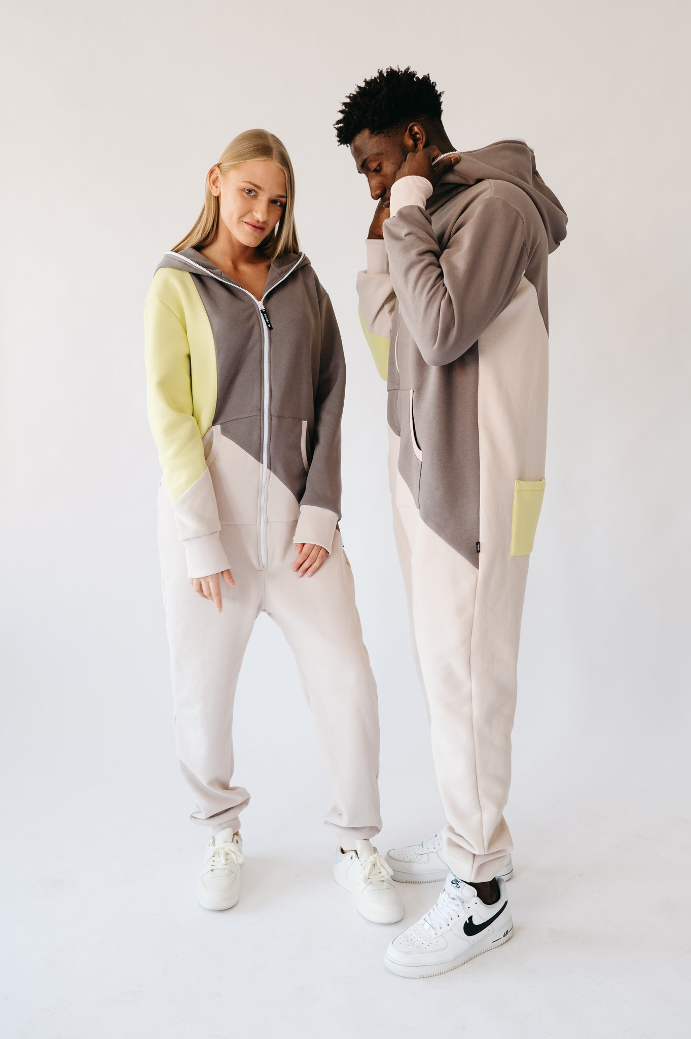 Tricolor Hooded Men's Jumpsuit