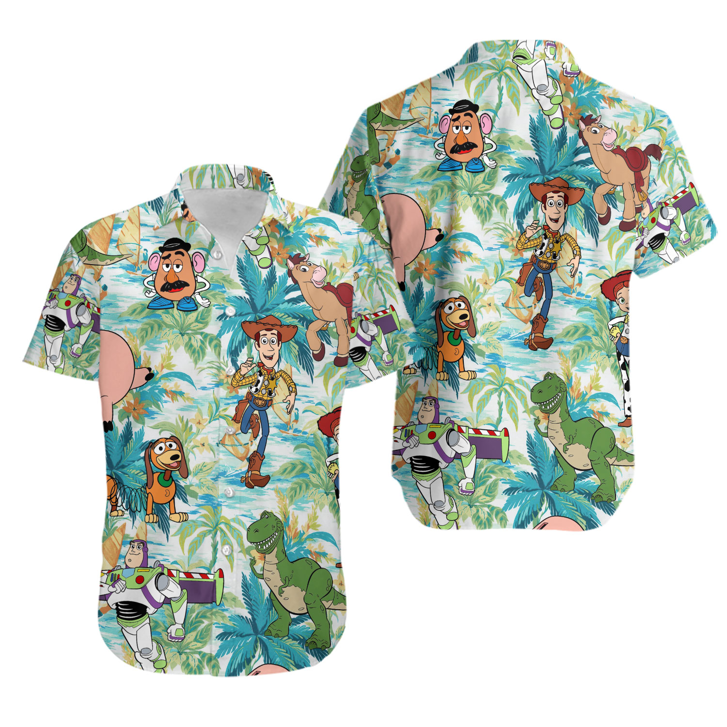 Unisex TSTR Hawaiian Shirt and Shorts Set | Tropical Beach WD & B Outfit