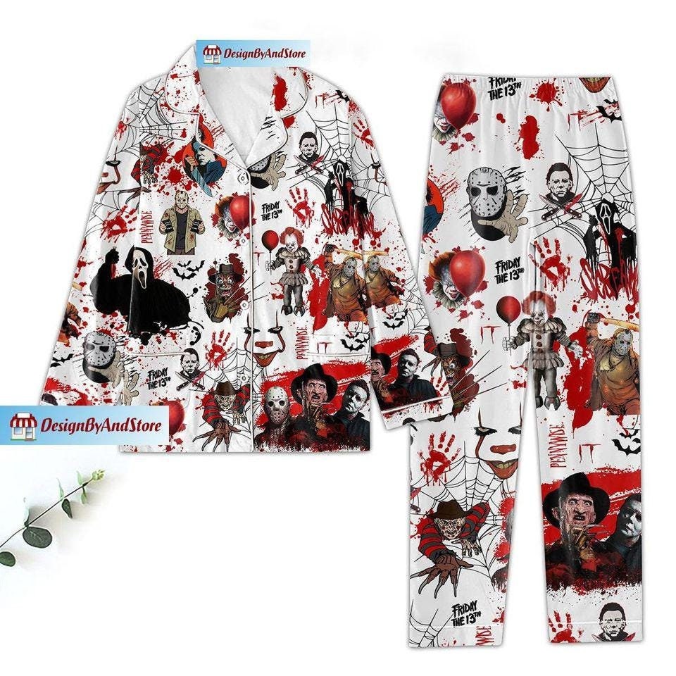 Horror Movie Pajamas, Horror Movie Pajamas Set, Ghoftface Womens Pajamas
