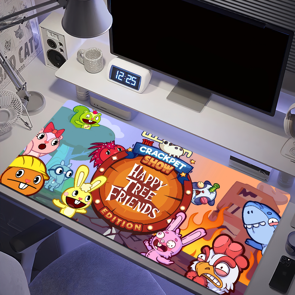 H-Happy F-Friends Cartoon Ergonomic Tree Office Rubber Large Desk Mat Keyboard PC Non-slip