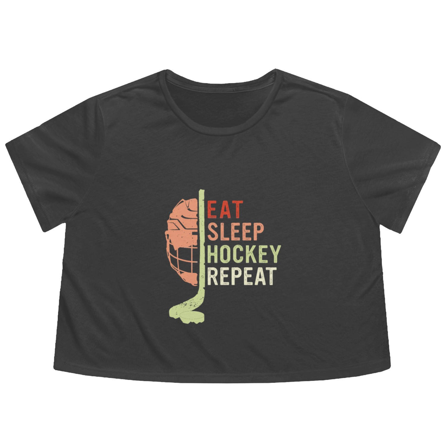Eat Sleep Hockey Repeat Flowy Cropped Tees