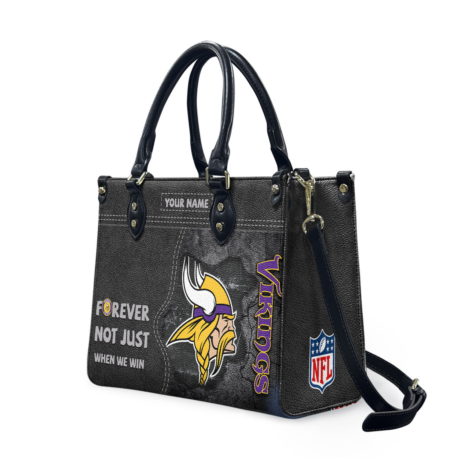 Minnesotas Team Vikings Forever Leather Bag, Football Leather Bag