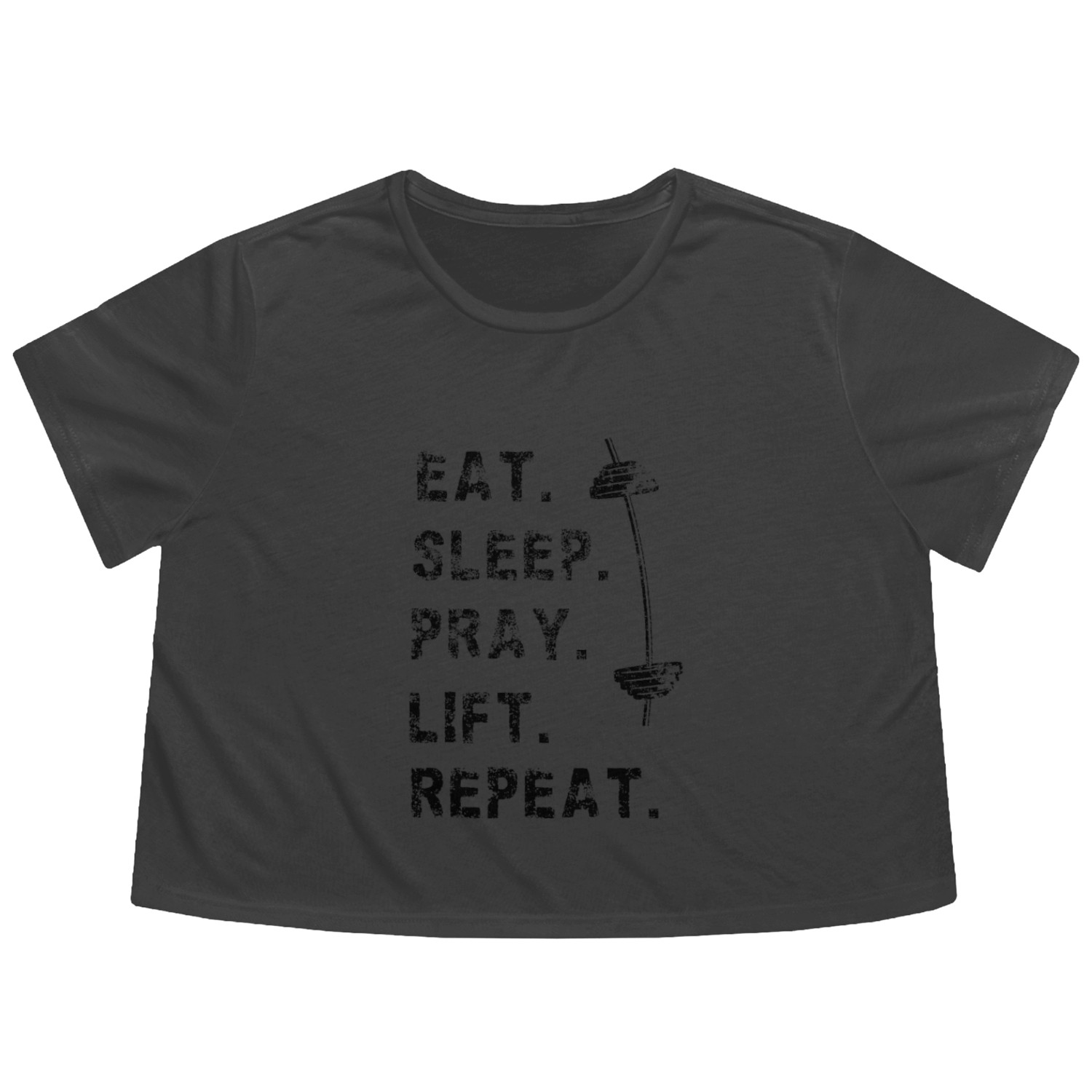 Eat Sleep Pray Lift Repeat Gym Christian Workout Flowy Cropped Tees