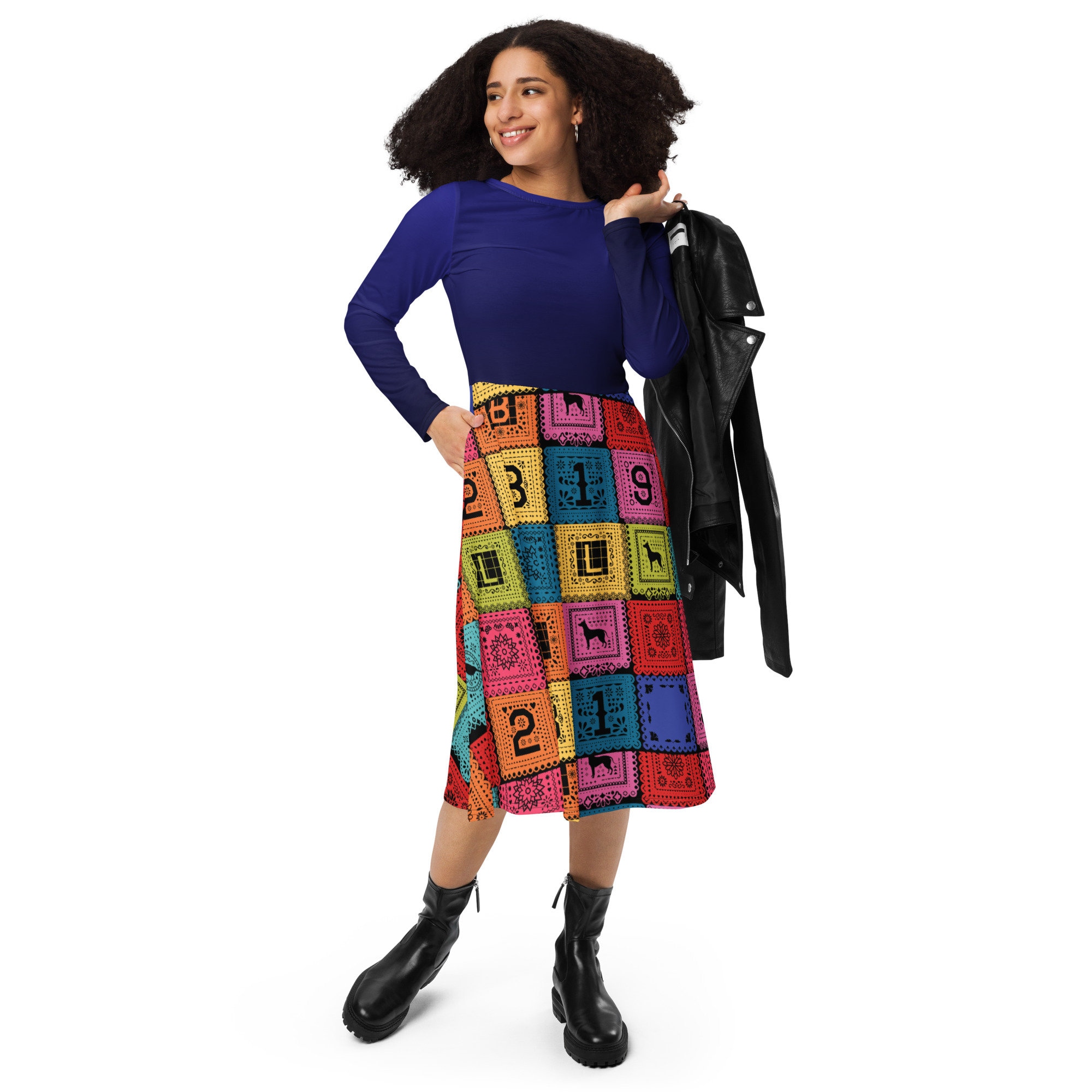 Poco Loco Papel Picado long sleeve midi dress- Cosplay, Bounding | Halloween Costume | Cartoon Cosplay
