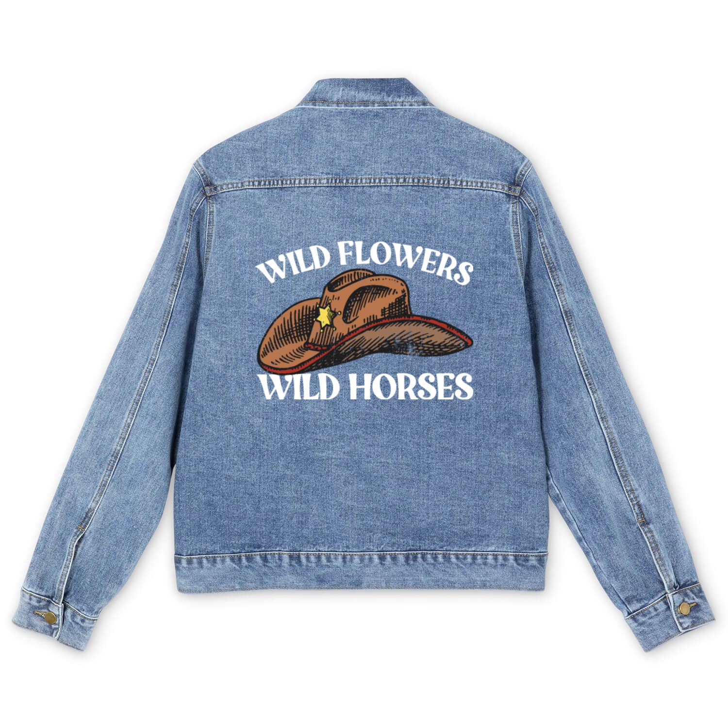 Wild Flowers Wild Horses Cowboy Hat Women's Men's Denim Jackets