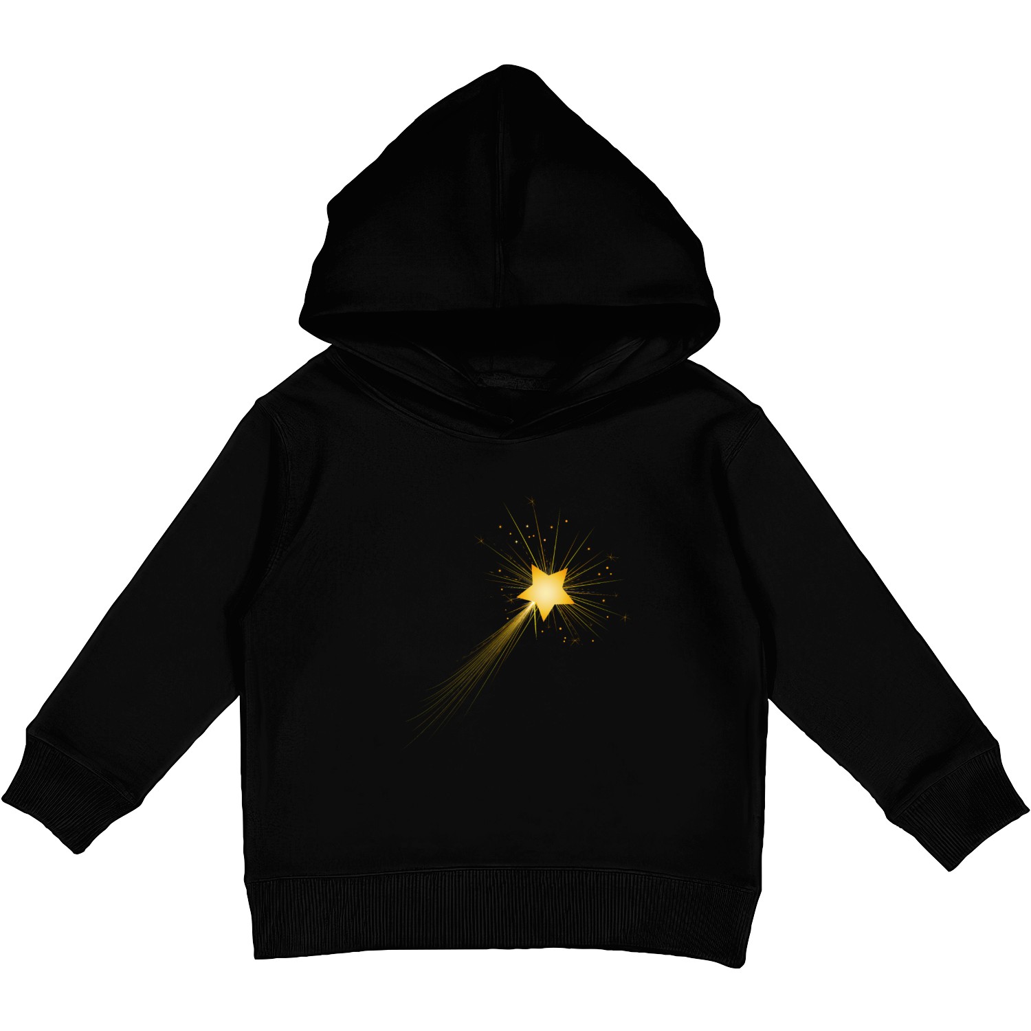 little golden falling star in the night sky Kids Pullover Hoodies