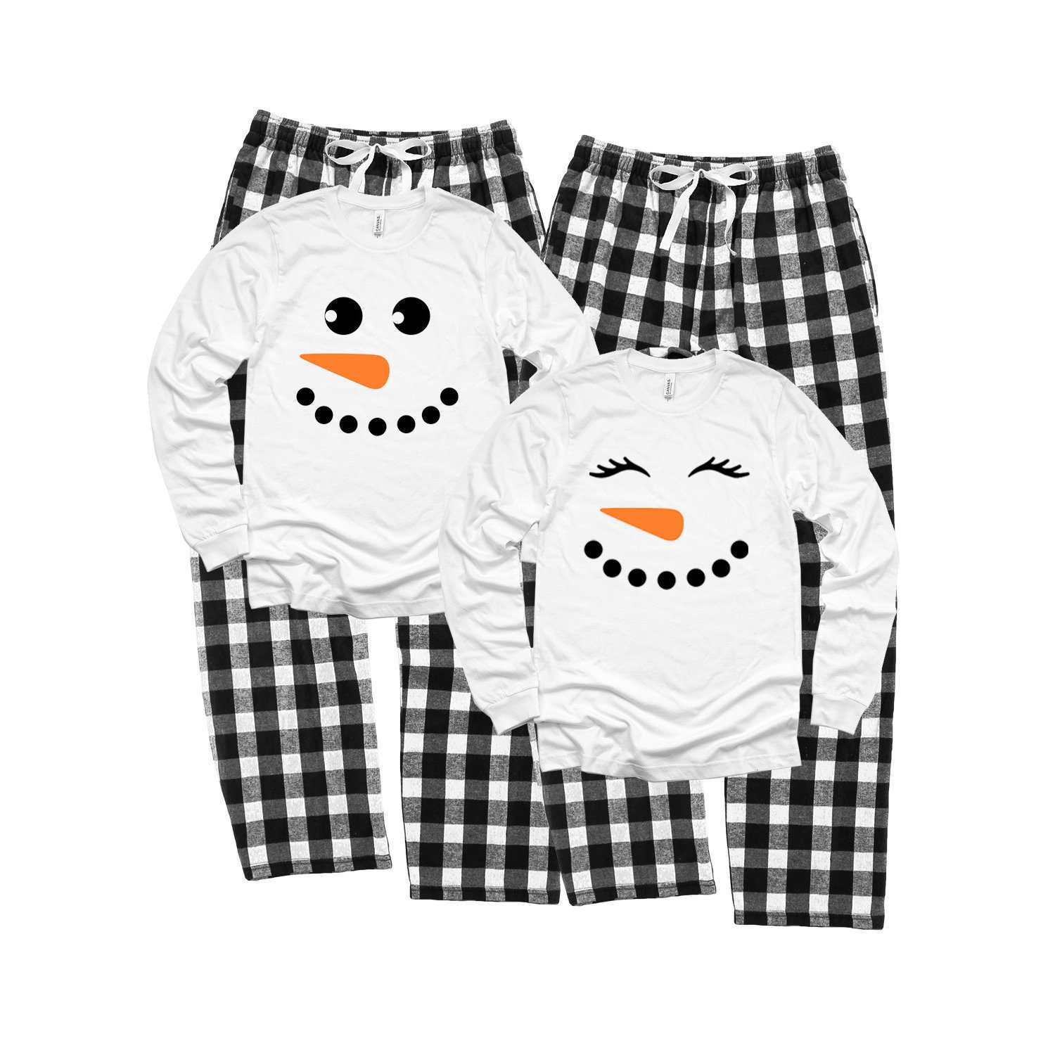 Snowman Pajamas, Snowmen Face Pajamas, Merry Christmas Matching Family Pajamas, Christmas Gift, Family Matching Sleepwear