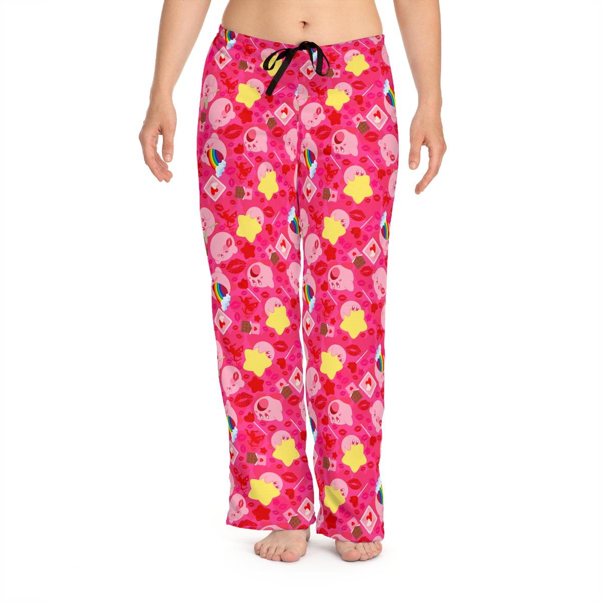 Kirby Valentine's Day Pants, Kirby Vday Pajama Pants, Holiday Cute Character For Her For Him