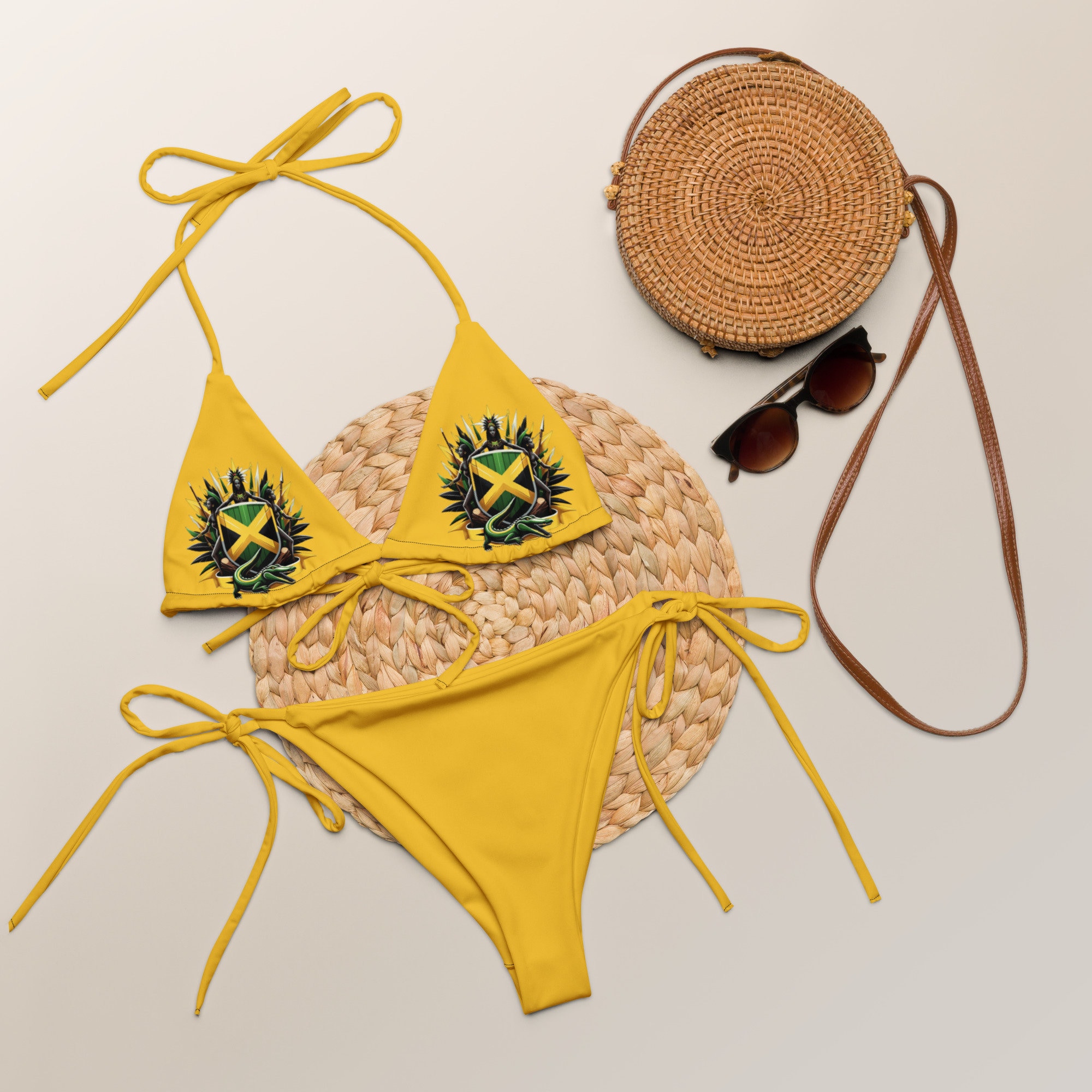 Jamaica All-over print recycled string bikini