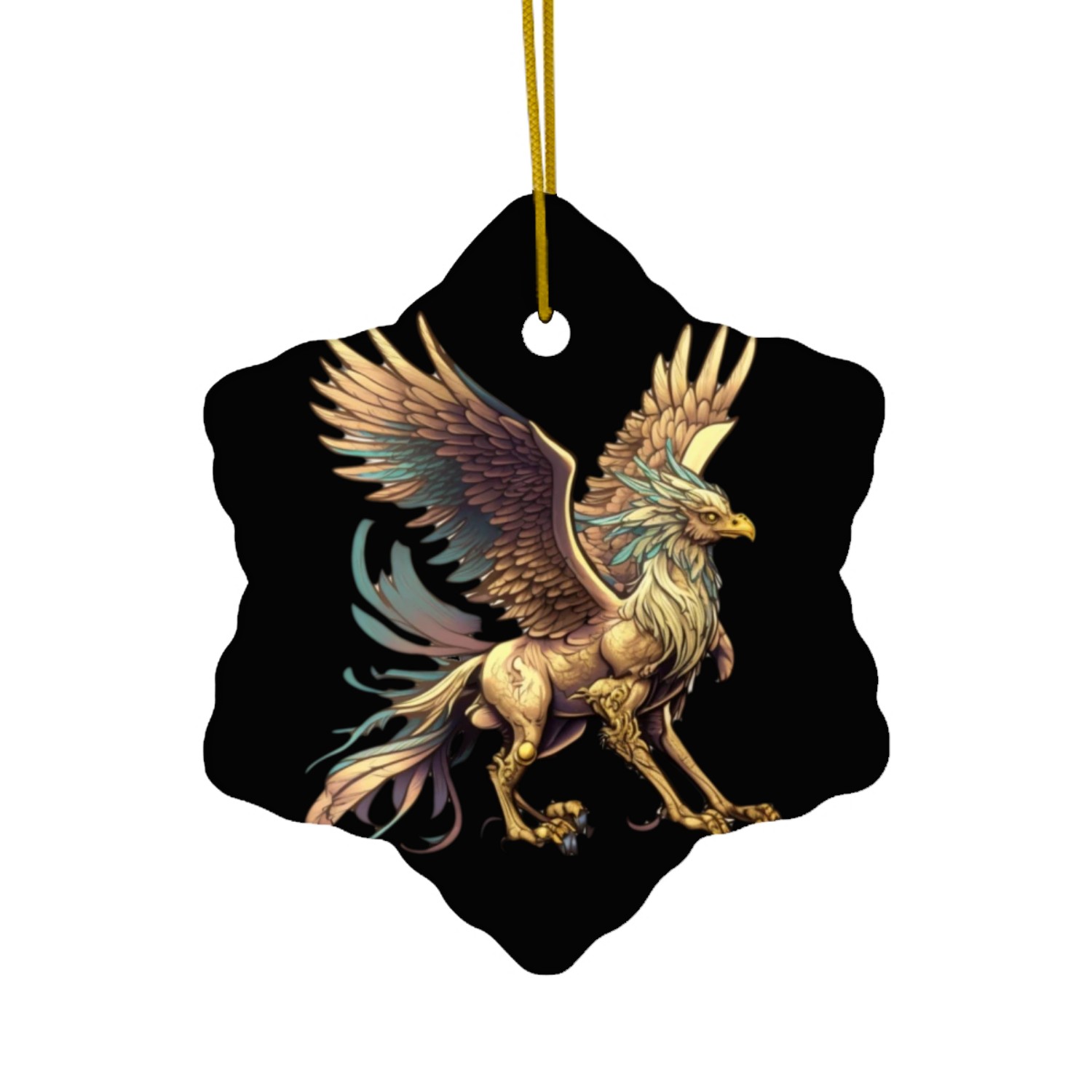 Whimsical Fantasy Cartoon Griffin Design Ceramic Ornaments